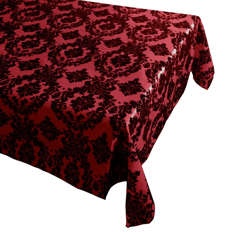 Damask Tablecloth, 96" x 58", Black/Red