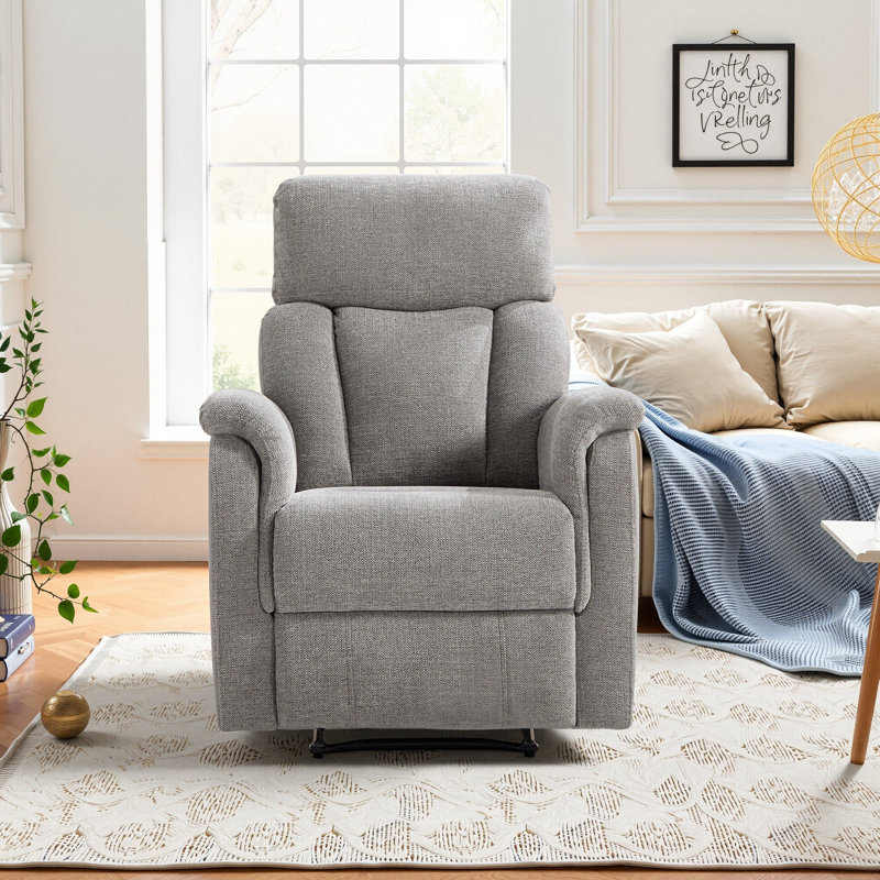 Fauteuil inclinable manuel standard de 32,7 po de largeur, moderne et moelleux, Gris clair