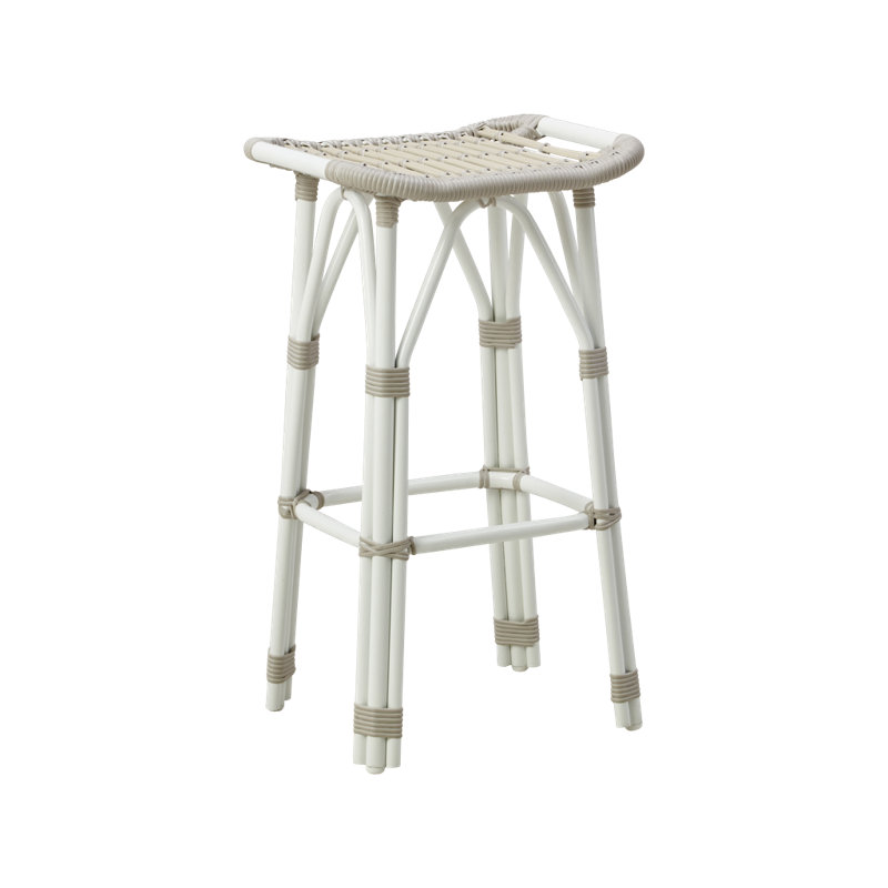 Salsa Outdoor Bar Stool, Sailcloth Seagull Geometric Sunbrella® Basketweave