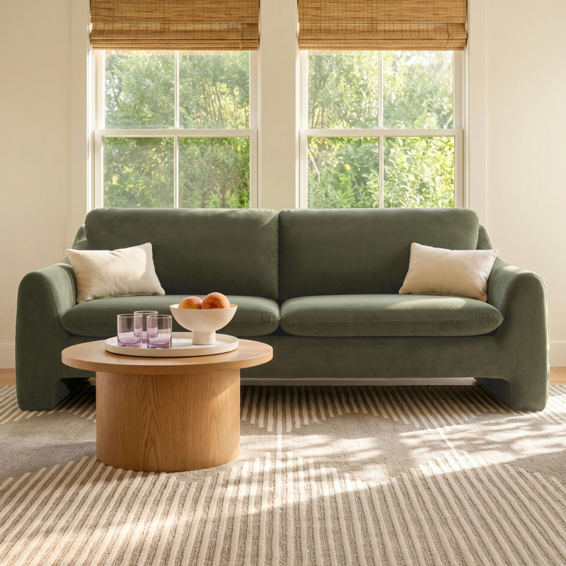 Elodie 87'' Upholstery Sofa, Vesper Forest Velvet