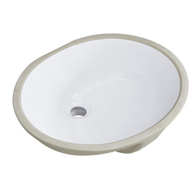 Lavabo de salle de bain ovale blanc encastré avec trop-plein
