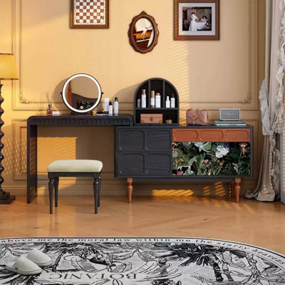 American Vintage Solid Wood Black Dresser