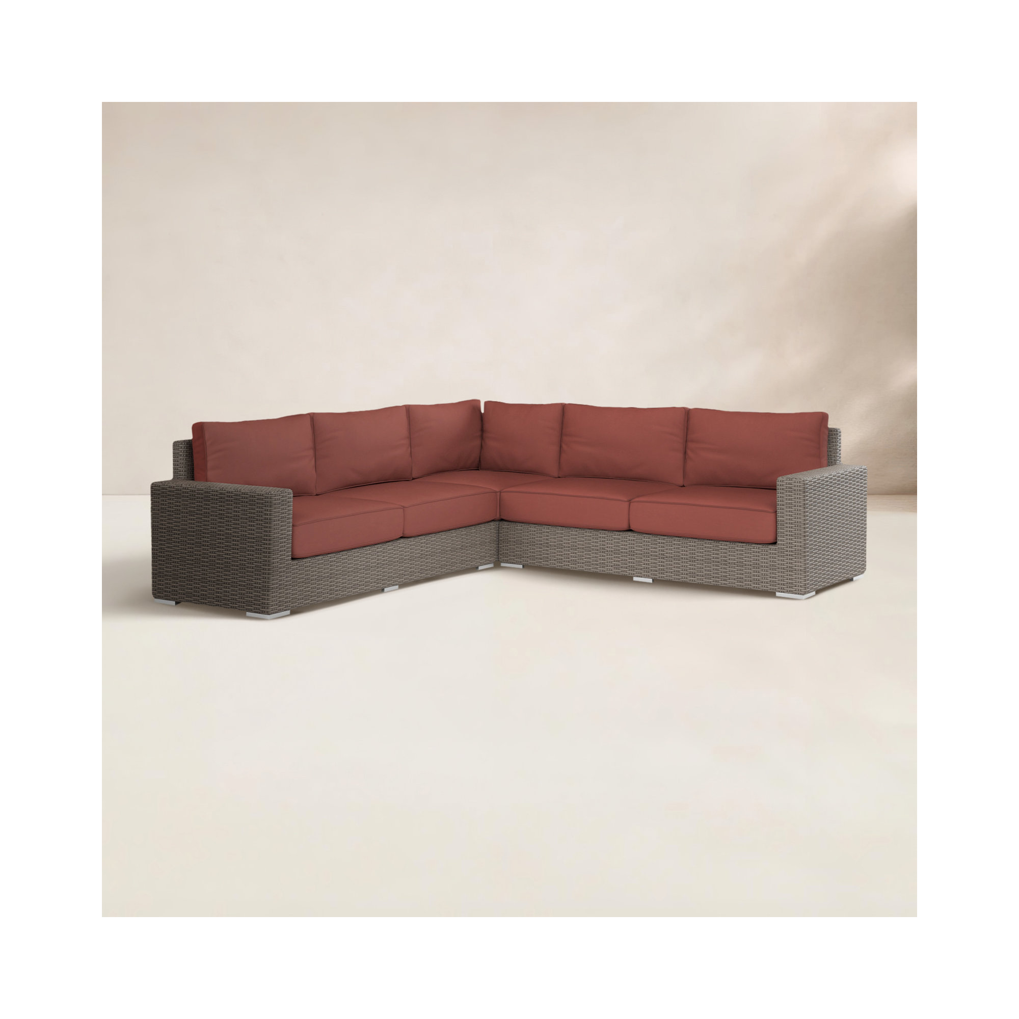 106.5'' Wide L-Shaped Patio Sectional with Sunbrella® Cushions, Canvas Henna Sunbrella® Canvas