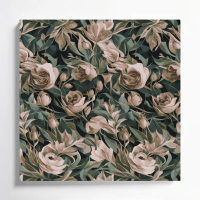 Abstrait floral 56, art mural sur toile brune