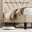 Lit tapissier capitonné en velours avec station de charge et tablette de rangement (beige, double)-1951918064-1952260841