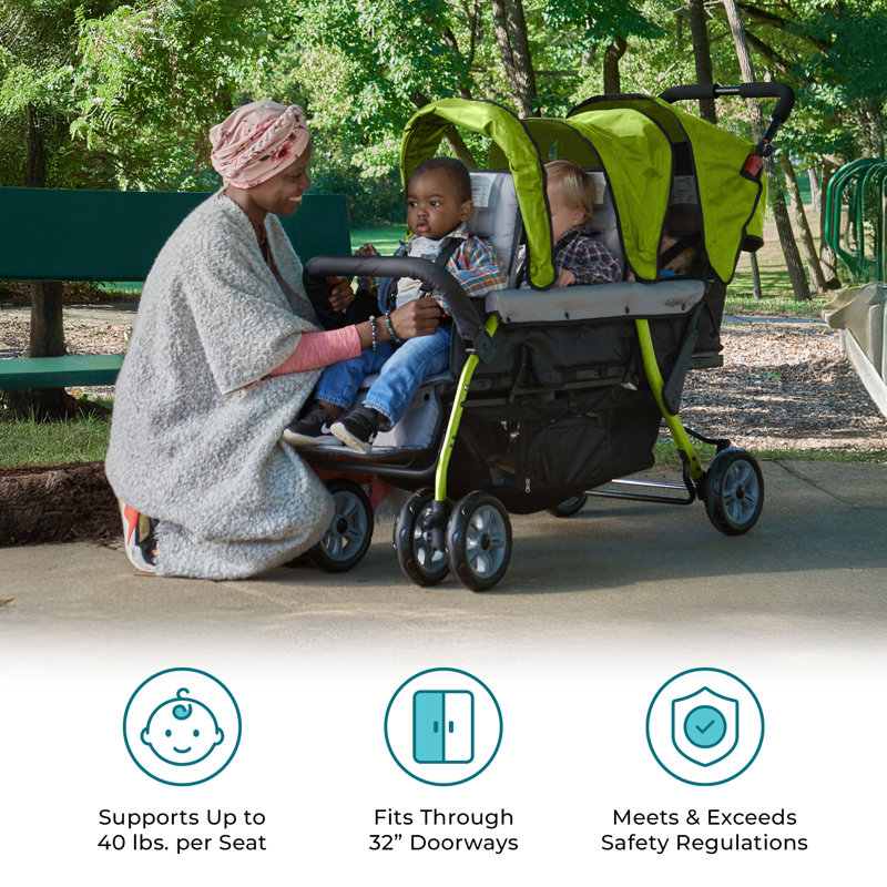 Foundations Sport 3 Seat Stroller with Sun Canopy, Lime
