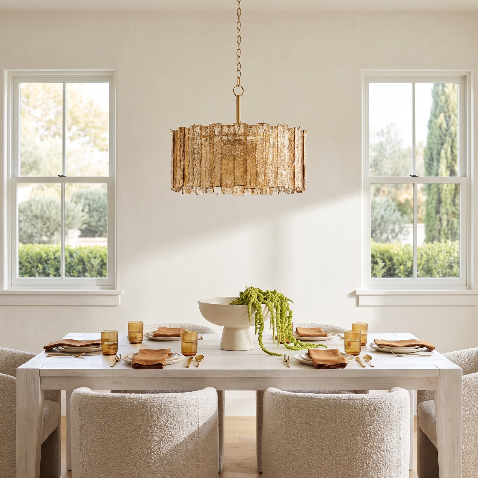 Mesmer 8-Light Hammered Amber Glass Chandelier