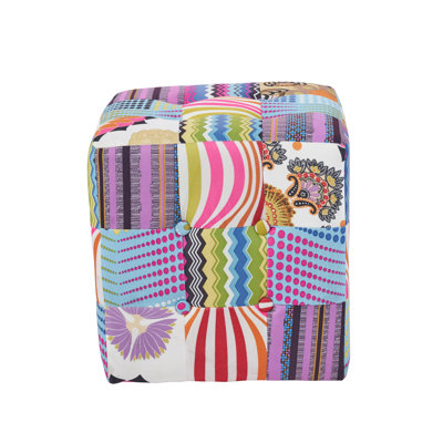 40cm Wide Square Floral Cube Ottoman
