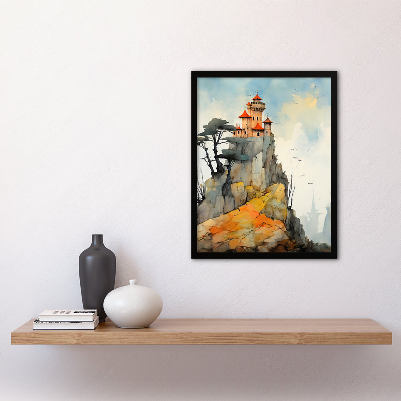The Castle In The Cliffs Transylvania Watercolour - Single Picture Frame Print