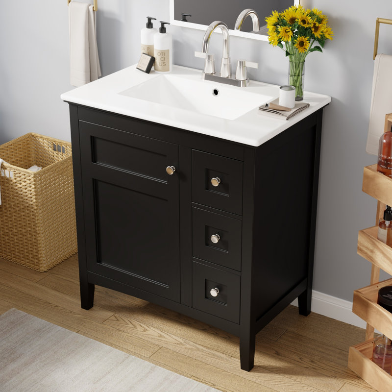 Ensemble de meuble-lavabo simple 30 po avec plateau, Noir