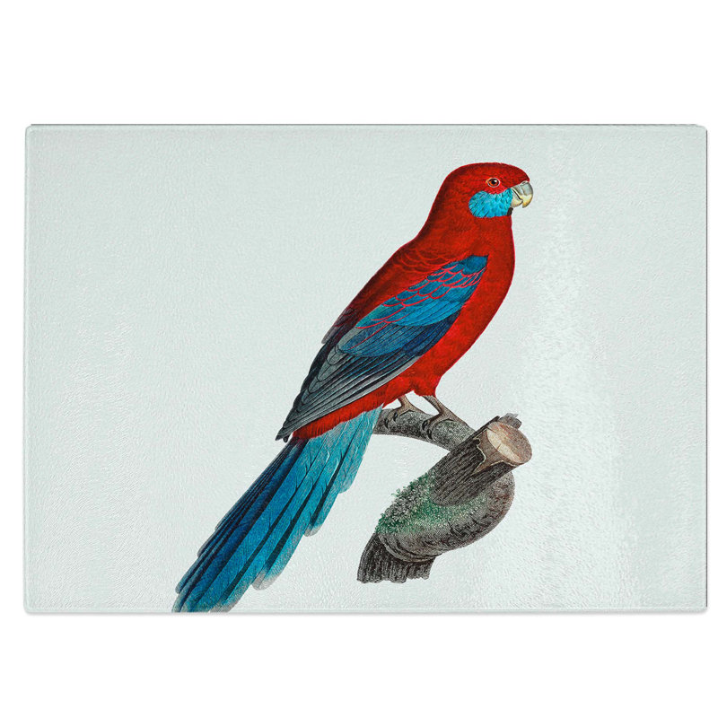 Tempered Glass Crimson Rosella Parrot Chopping Board, 28.5 cm W x 20 cm L