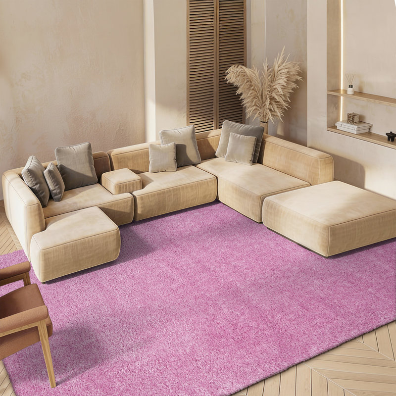 Brittney Performance solid color shag rug, Rectangle 8 pi x 10 pi, Pink