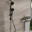 Système de douche multi fonctions avec pomme de douche à effet pluie 4,7 po, douche à main à 8 fonctions, barre coulissante réglable, noir mat-126618592