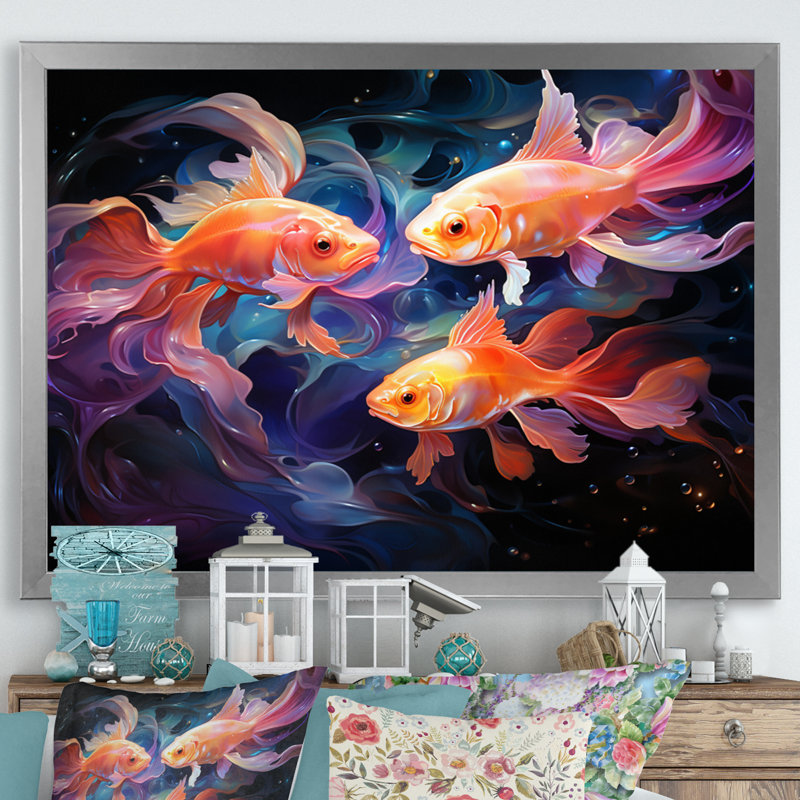 " Fishing Ethereal Eels ", Silver Single Picture Framed, 30" H x 40" W x 1.5" D