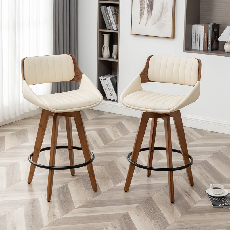 Jobani Swivel Bar Stool, Beige, Counter Stool (66cm Seat Height)