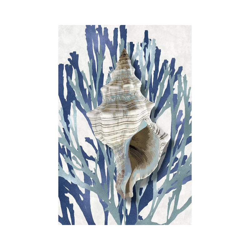 Coquille corail bleu turquoise III - Estampe numérique sur toile tendue avec châssis