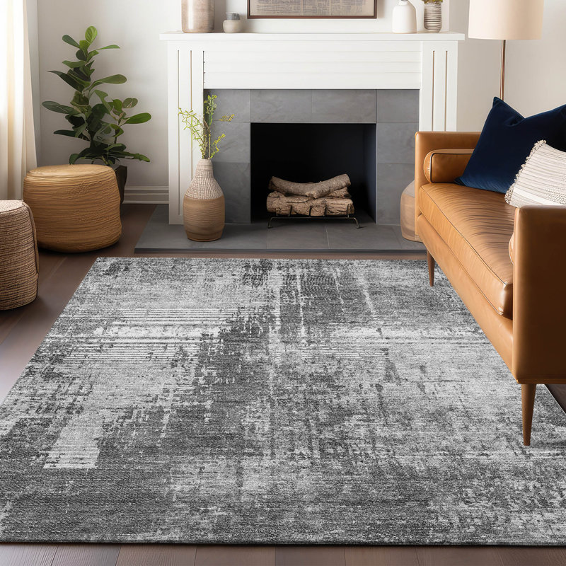 Premium Machine Washable Prisco Gray Rug, Rectangle 10' x 14'