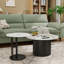 Ensemble de 3 tables basses, tables basses gigognes modernes avec plateau en faux marbre et pieds en métal, tables basses et tables d'appoint rondes avec design nervuré pour le salon, petit appartement
