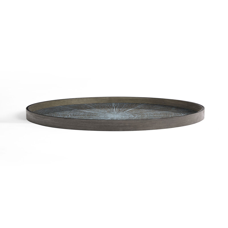 Classics Round Geometric Decorative Tray, White
