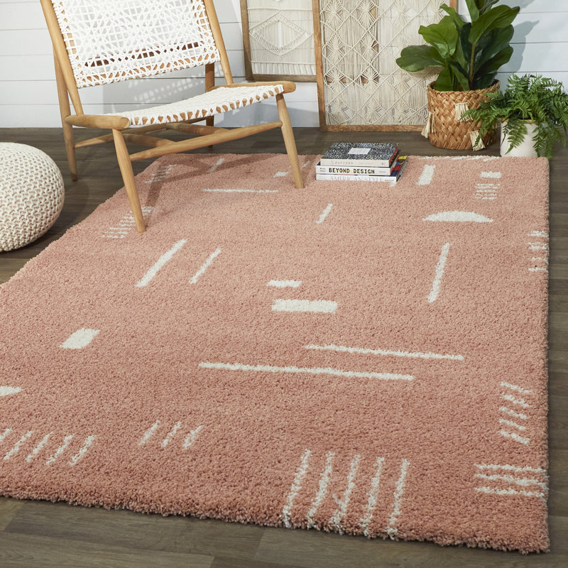 Tapis géométrique à poils longs Morin, Rectangle 8 pi 9 po x 12 pi