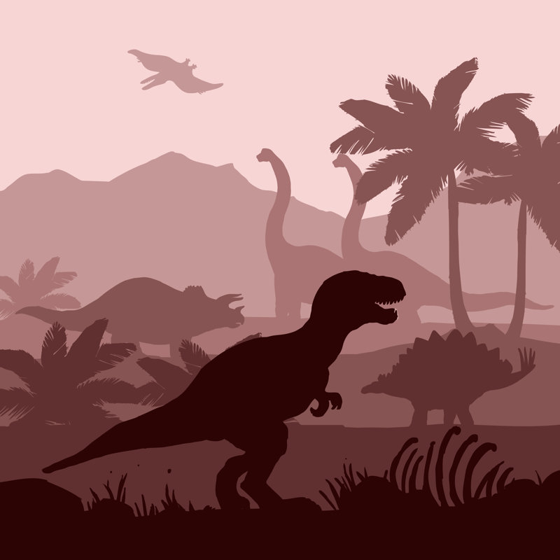 Dinosaurs Illustration by Macrovector - Wrapped Canvas Print, 51cm H x 51cm W x 3.8cm D