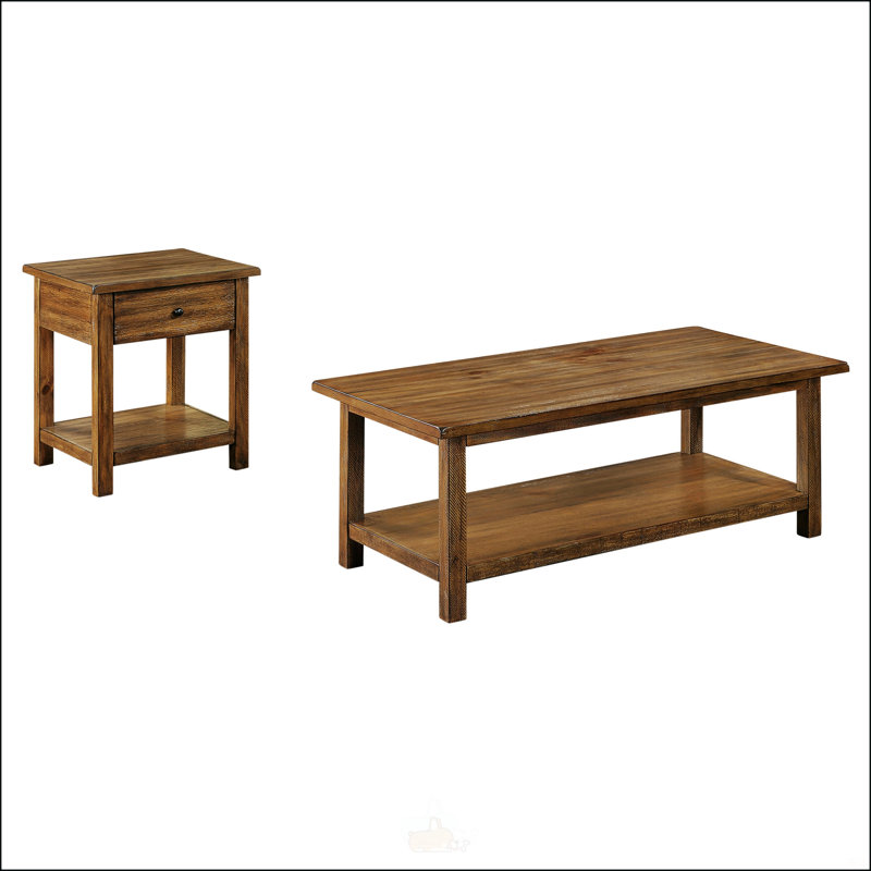 Ensemble de 2 tables basses et 1 table de bout Castleton Brown, parfait pour les meubles de salon élégants et fonctionnels.
