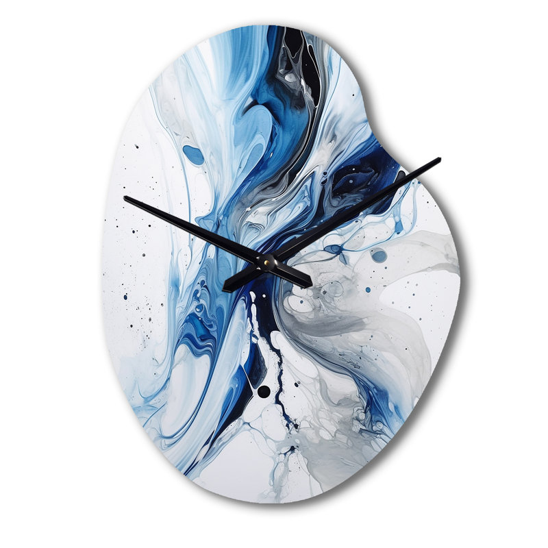 Horloge murale asymétrique bleue et grise, Petit
