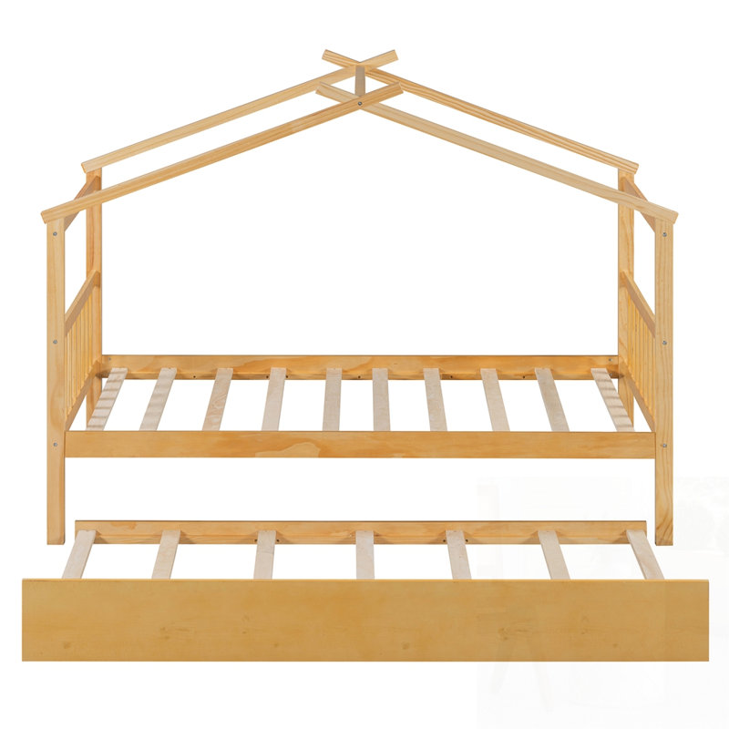 Lit en bois avec couchette, Simple, Naturel