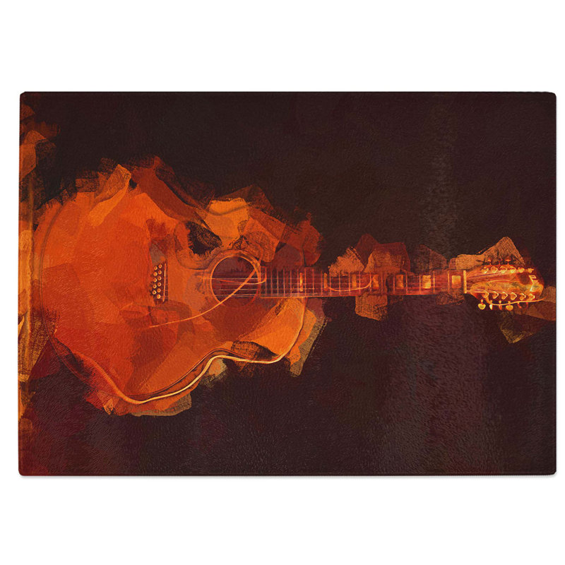 Tempered Glass Guitar Chopping Board, 28.5 cm W x 20 cm L