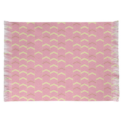 Tapis rose/jaune à chevrons lineed