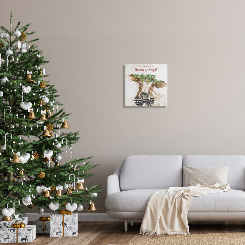 " Merry & Bright Holiday Cattle " by Nan, 17" H x 17" W x 1.5" D