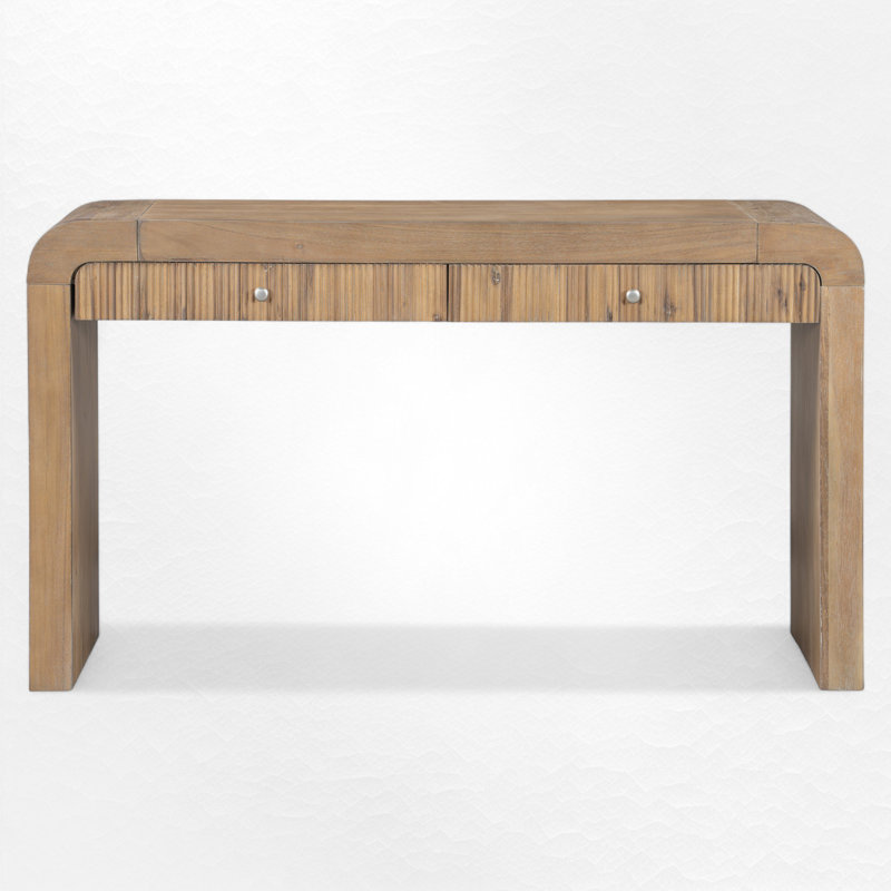 Raize Rustic Console Table With Fluted Drawer Front, Natural Wood