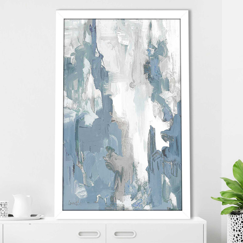 «Blue Serenade I» par Lanie Loreth - Peinture, Cadre blanc, H 49,5 po x l 33,5 po x P 1 po