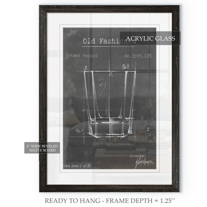 «Barware Blueprint I» par Paul Cezanne - reproduction d'art encadrée, Blanc, Impression encadrée ébène