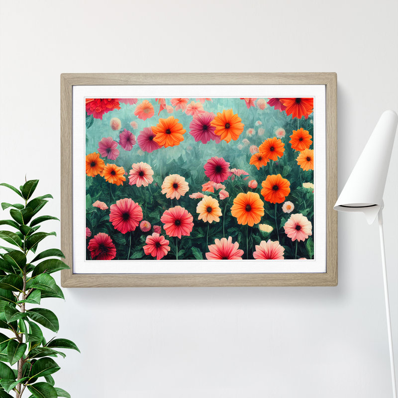 Interesting Flower Market - Framed Print, 46cm H x 64cm W x 2cm D, Oak