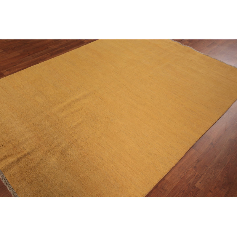 Tapis oriental moderne en laine jaune Gabbeh 6 x 8
