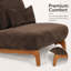 Chaise longue à dossier haut sans accoudoirs blanc crème avec base en bois courbée, coussins en lin et support lombaire; convient à divers réglages.-1648476408