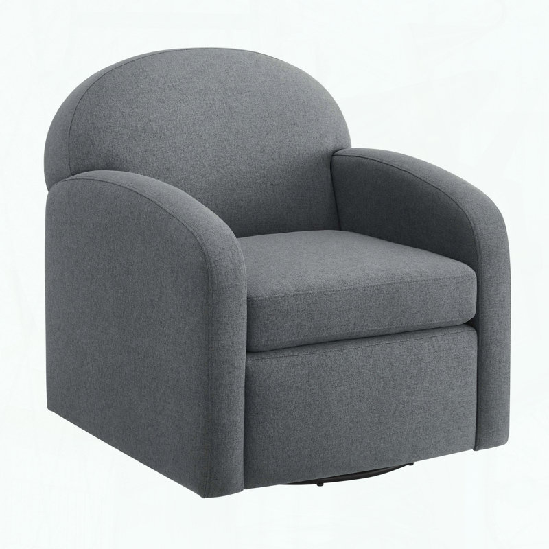 Fauteuil demi-tonneau moderne, tissu semblable au chanvre et ressorts hélicoïdaux