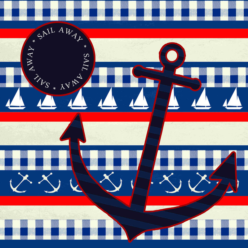 Anchor Stripes - reproduction sur toile tendue, L 36 po x H 36 po