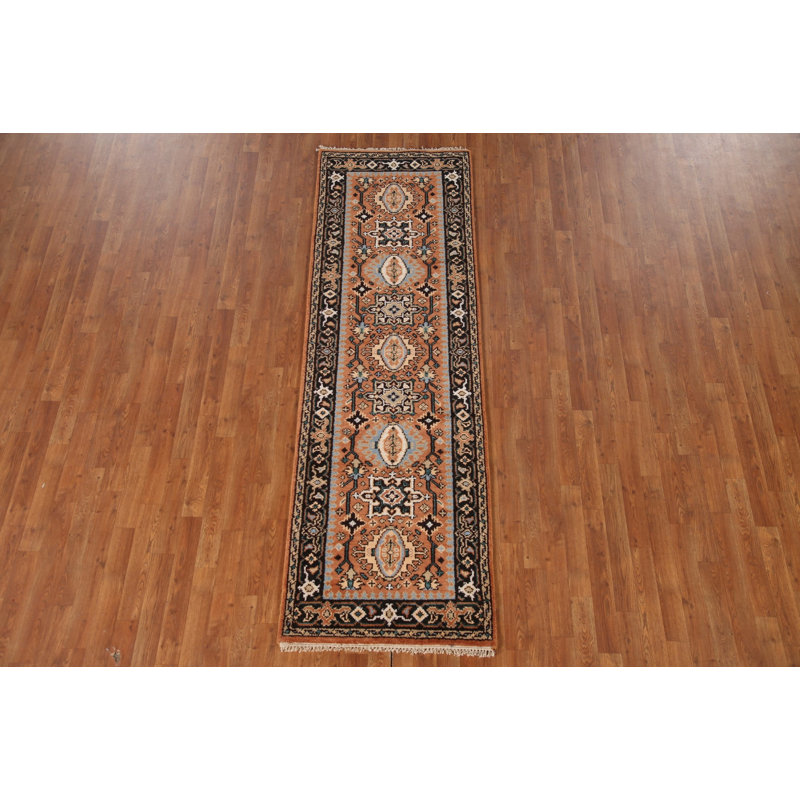 Tapis de couloir indien orange 3x8