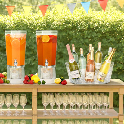11.5L Ice Bucket For Parties 2 Pcs, Large Portable Drink Bucket For Cocktail Bar, Champagne Cooler For Beverage/Wine/Beer, Mimosa Bar Supplies Chiller Tub With Scoop