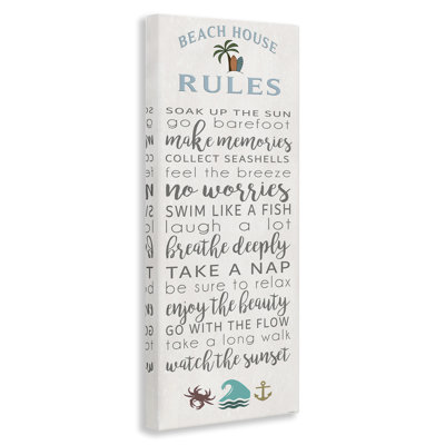 Fun Activities Beach House Rules Canvas, design by Seven Trees Design