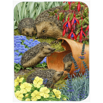 Caroline's Treasures Hedgehogs in the Flower Pot Glass Cutting Board