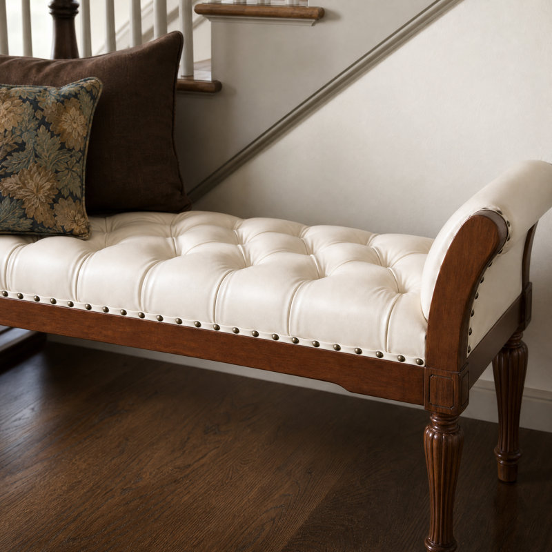 Banc de repose-pieds Westcliffe Mid-Century, Beige