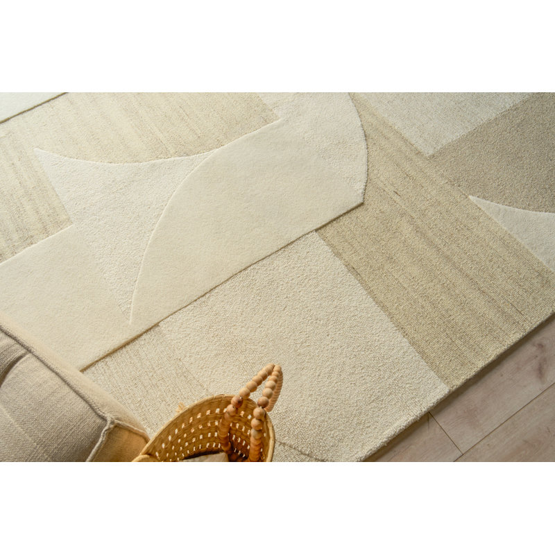 Armandi Hand Tufted New Zealand Wool Beige/Ivory Area Rug, 6'X9'