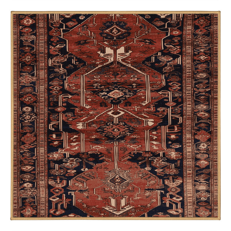 Tapis brun turc lavable à la machine, Carré 4 pi