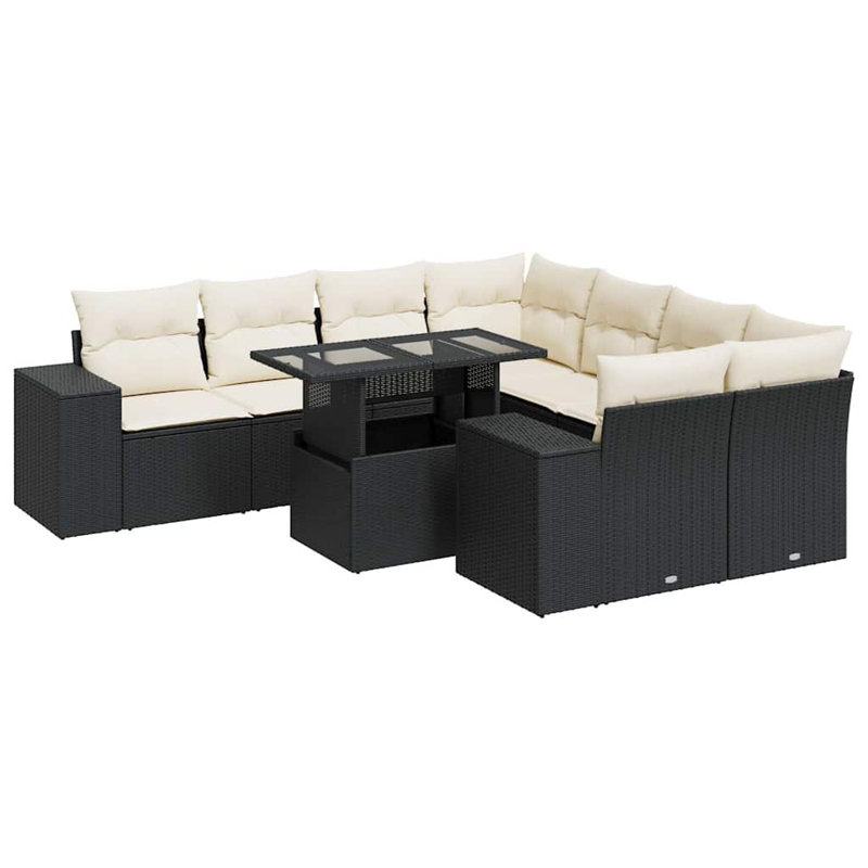 Ensemble de canapé de jardin Vidaxl noir, blanc crème