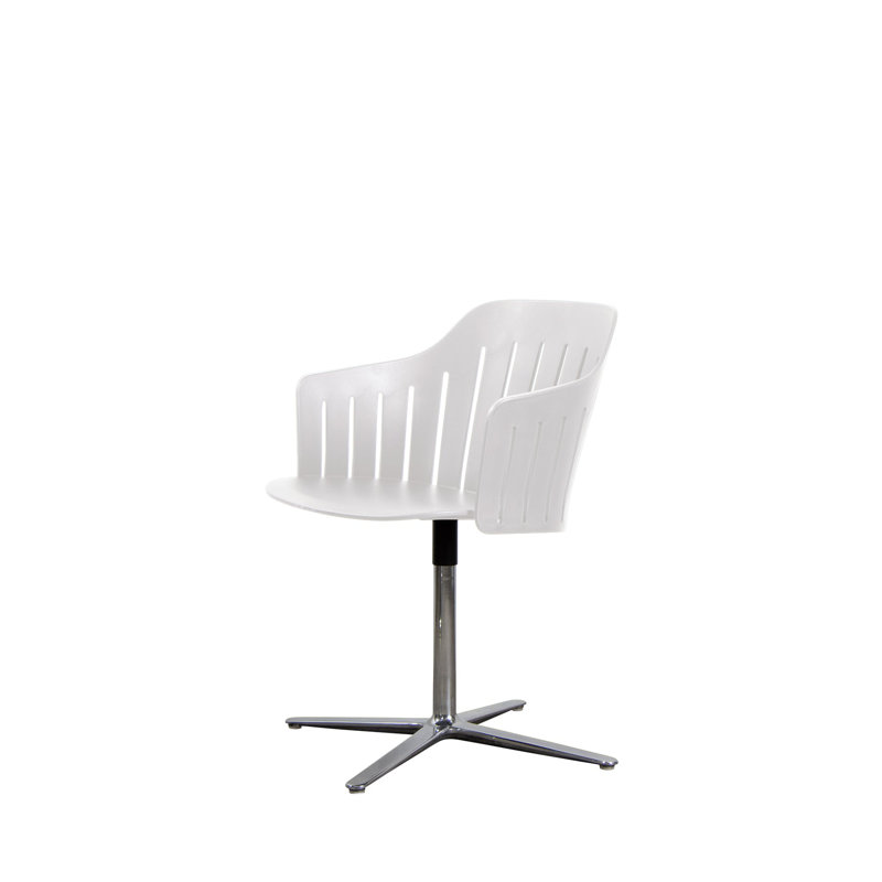 Choice Chair Indoor and Swivel Steel Base with Upholstery Cane-line Scent Seat Cover, Chrome, White, White