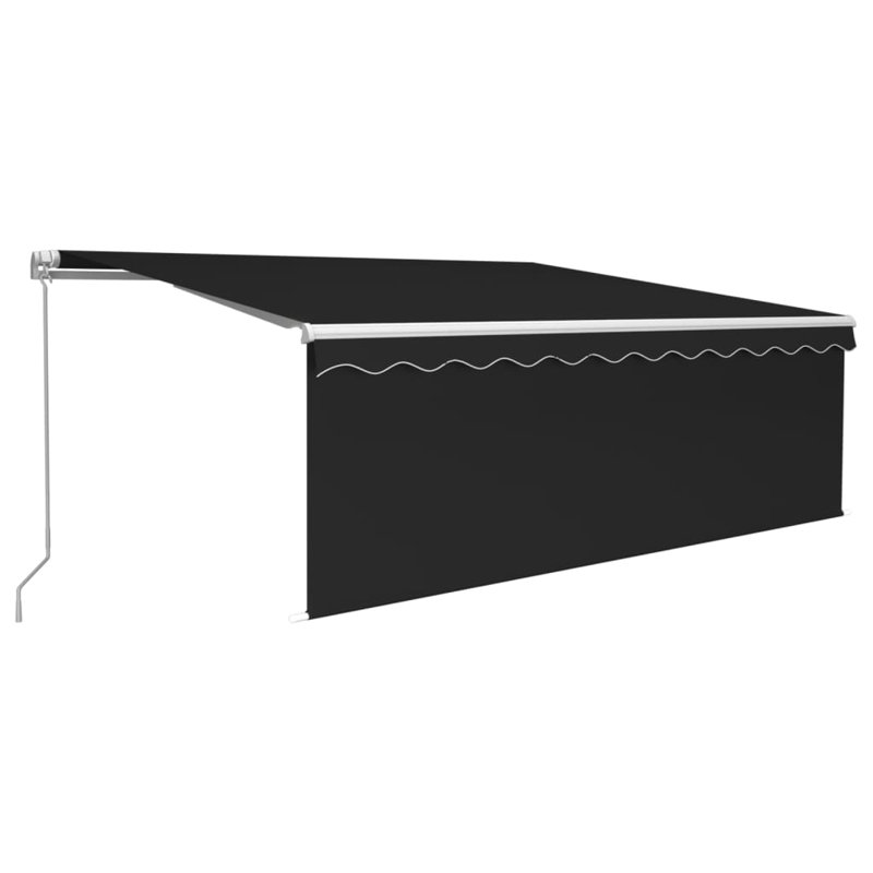 Retractable Patio Awning with Hand Crank and Valance Sunshade Shelter, Black Solid, 47.24" H x 157.48" W x 118.11" D