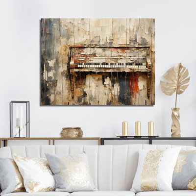 Rustic brown piano melodies I - Music Piano Canvas Print